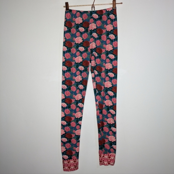 Matilda Jane Pink Red Blue Floral Rose Pull On Pant 16 - Picture 1 of 6